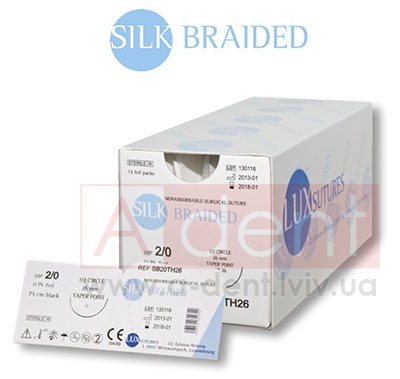 ѳ�� ������� ������ ������� SILK BRAIDED 6/0 75 cm black, reverse cutting 3/8 circle 16 mm (LUXSUTURES A.G.), SI60DS16, nonabsorbable surgical suture, black, USP 6/0 (0.7 Ph. Eur) 75 cm black, 3/8 circle 16 mm reverse cutting DS16 - 86.84 ���