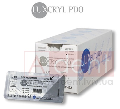 �������� PDO ������ ������� LUXCRYL PDO 6/0 45 cm violet, reverse cutting 3/8 circle 12mm (LUXSUTURES A.G.),PD60DS12,synthetic absorbable surgical suture,polydioxanone monofilament,USP 6/0 (0.7 Ph. Eur) 45 cm violet, 3/8 circle 12mm reverse cutting DS12 - 216.84 ���