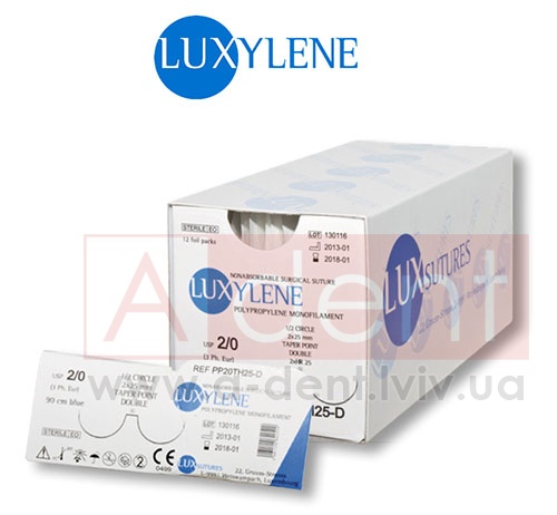 �������� ������ ������� LUXYLENE 7/0 45 cm blue, taper point 1/2 circle 10 mm (LUXSUTURES A.G.), PP70HR10, nonabsorbable surgical suture, polypropylene monofilament, USP 7/0 (0.5 Ph. Eur) 45 cm blue, 1/2 circle 10 mm taper point HR10 - 195.00 ���