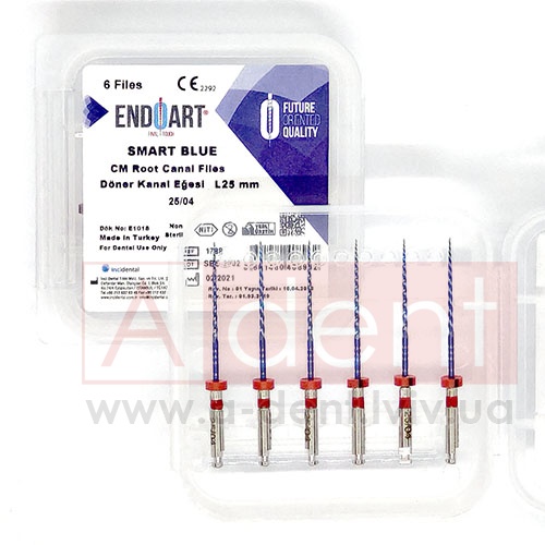 ������� ����� ���, EndoArt Smart Blue 25/04 (Inci Dental), EndoArt Rotary Files, CM Root Canal Files, Ni-Ti Rotary Files, L25 mm, 6 files: 025/.04, 6 �� - 480.00 ���
