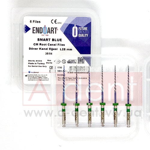 ������� ����� ���, EndoArt Smart Blue 35/04 (Inci Dental), EndoArt Rotary Files, CM Root Canal Files, Ni-Ti Rotary Files, L25 mm, 6 files: 035/.04, 6 �� - 480.00 ���