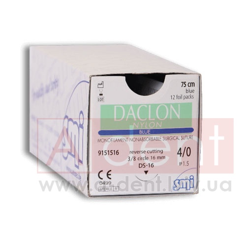 ������ ������ ������ ������� DACLON NYLON 3/0 75 cm blue, reverse cutting 3/8 circle 16 mm (SMI A.G.), � 9201516, monofilament nonabsorbable surgical suture, nylon blue, USP 3/0 (2 Ph. Eur) 75 cm blue, 3/8 circle 16 mm reverse cutting DS16 - 86.84 ���